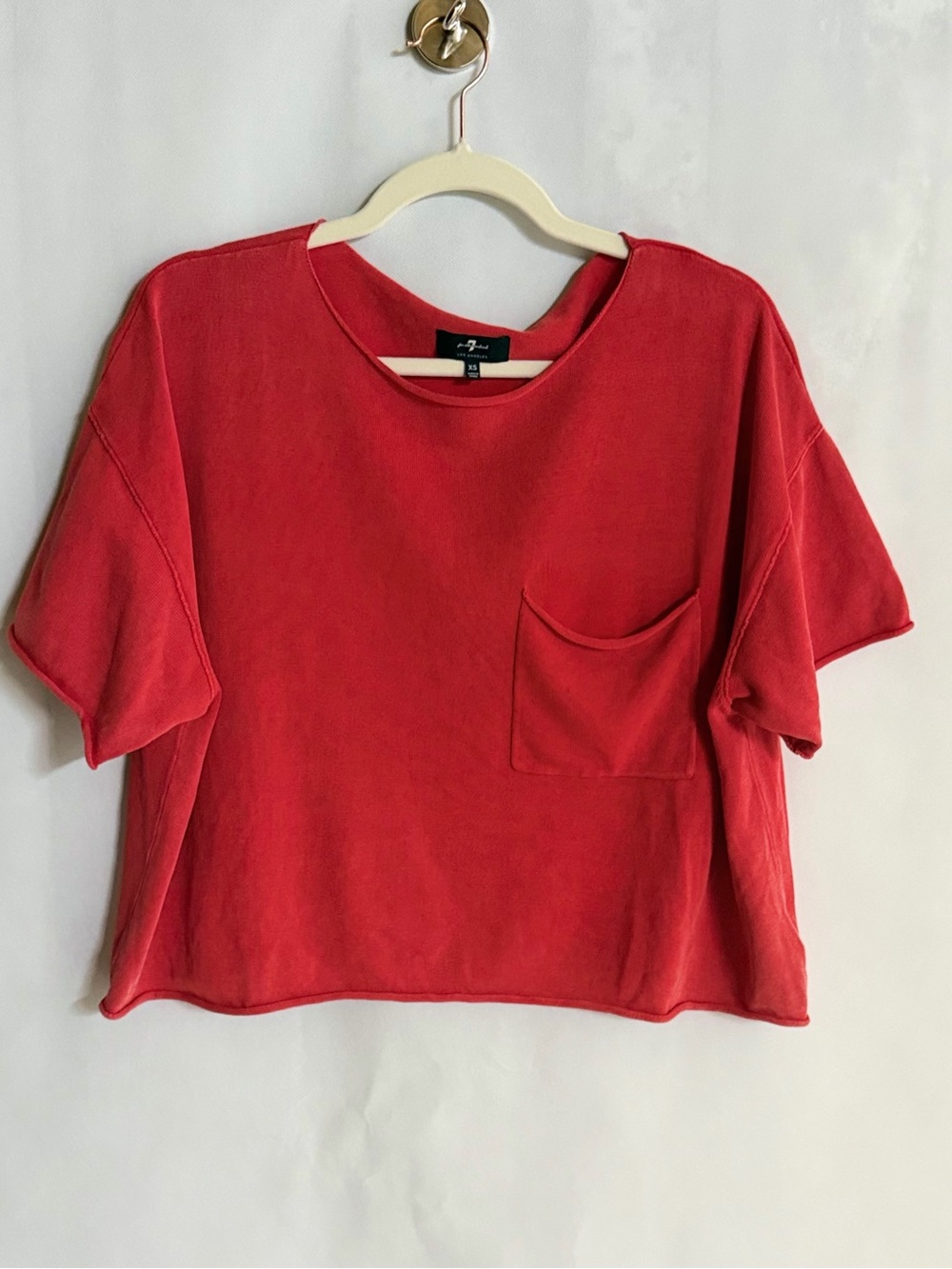 7 For All Mankind Red Vintage Crop Top – XS – 100% Cotton, NWOT
